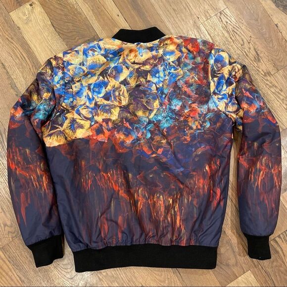 Flux Luxury Multicolor Printed Bomber Mens Jacket Size Large - Picture 13 of 14
